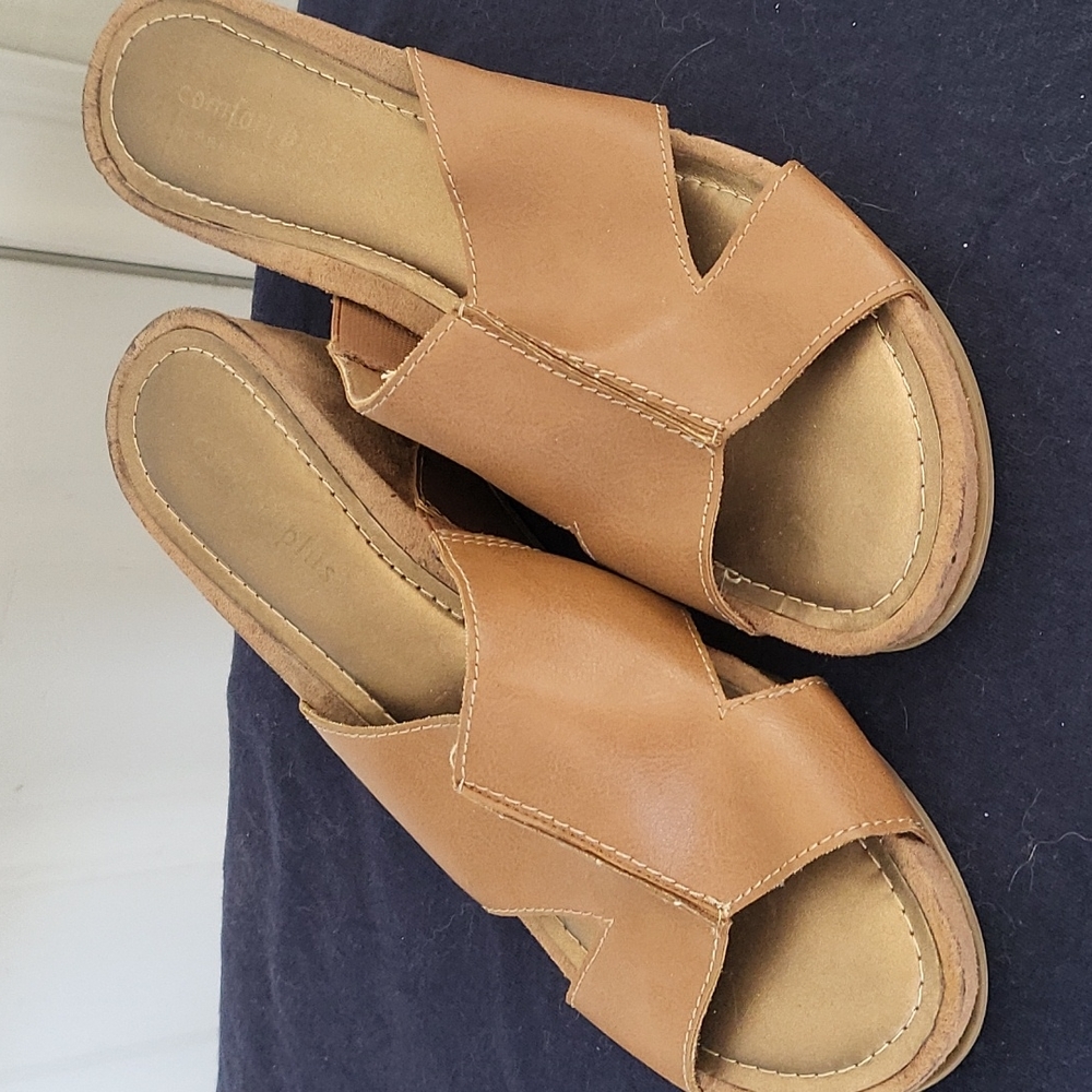 Tan wedge sandals